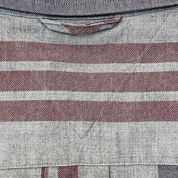 Men shirt Tommy Hilfiger Shirt button down long sleeve gray maroon cotton Large - Picture 7 of 10